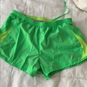 Nike green running shorts